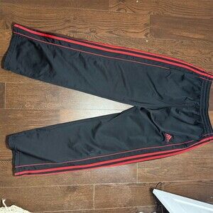 Adidas Track Pants boys One Size Black Red 3-Stripes Drawstring Pockets